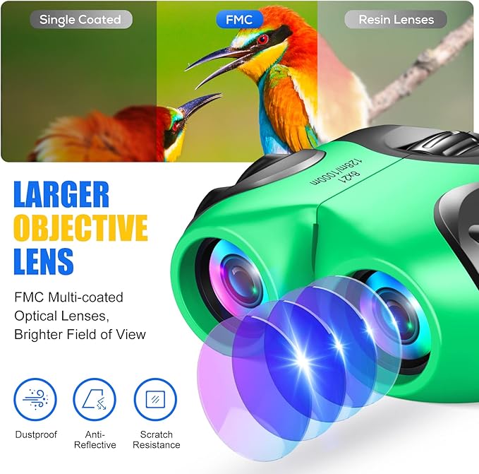 LET'S GO! Binocular for Kids, Compact High Resolution Shockproof Binoculars