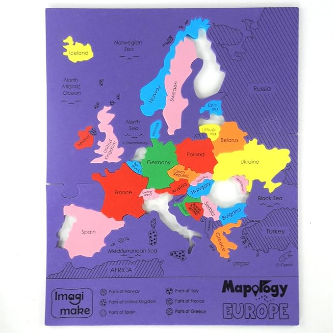 Imagimake Mapology Europe Map Puzzle - Geography for Kids - Learning & Educational Toys - Puzzles for Kids Ages 4-8, Gift for Gift for 4, 5, 6, 7, 8 Year Old