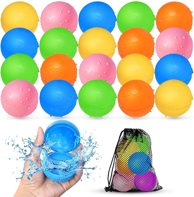 20Pcs Reusable Water Balloons, Summer Water Toys, Magnetic Water Ball for Outdoor Games, Pool Toy, Beach Toys for Kids