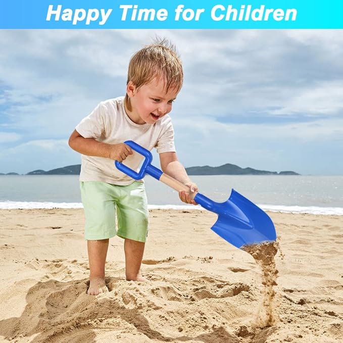 Dilabnba Beach Sand Toys Shovels for Kids Adults, 16inch/40cm Toddler Garden Beach Sand Spade Shovels for Digging Snow, Plastic Garden Sandbox Toy Set with Long Wooden Handled(2PCS)