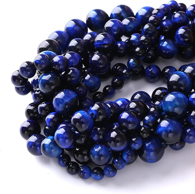 Natural Stone Lapis Blue Tiger Eye Beads Round Loose Spacer Beads for Jewelry Making DIY Bracelet Necklace 12mm 32PCS
