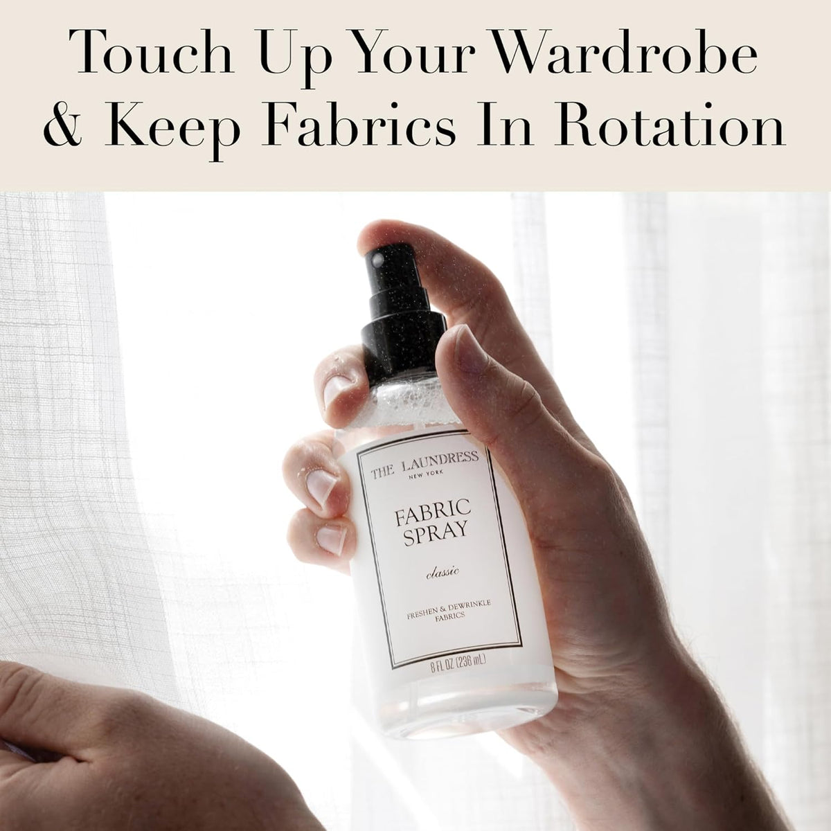 The Laundress Classic Fabric Spray, Wrinkle Release Spray, Upholstery and Linen Spray, Fabric Refresher, Clean Laundry Scent, 8 Fl Oz
