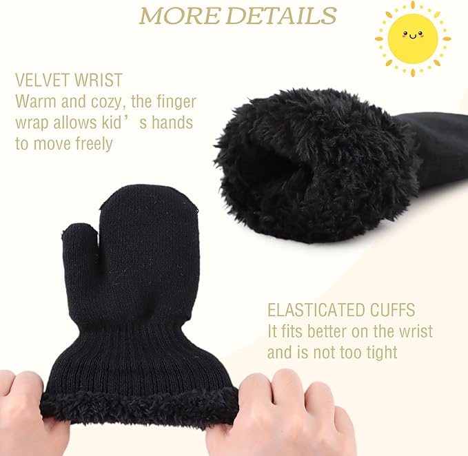 PESAAT Baby Girl Mittens Fleece Toddler Boy Mittens Warm Kids Winter Gloves Unisex Cold Weather Baby Gloves