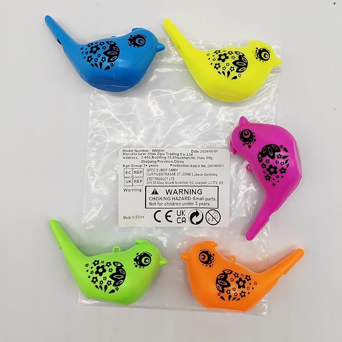 24 Pcs Bird Water Whistle Party Whistles for Kids Novelty Water Warblers Bird Whistle Toy Musical Instrument Toy for Party Favors,Birthday Gift, Party Gifts