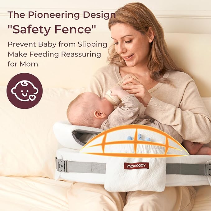 Momcozy CozyPro Nursing Pillow for Breastfeeding - All Around Ergonomic Comfort & Support - Pioneering Safety Fence - Plus Size Wider Feeding Pillow with Lumbar Support for Easier & Healthier Nursing