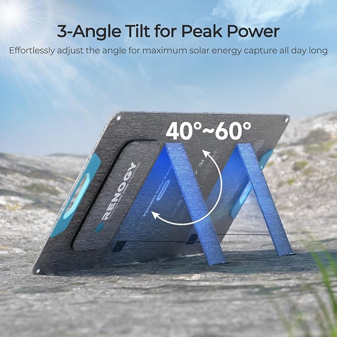 Renogy 100 Watt Solar Panel, N-Type 100W Portable Solar Panels w/Kickstands, Foladable 25% High Efficiency Solar Charger for Power Station, USB-A&Type-C Output, for Camping, RV, SUV, Off-Grid Outdoor