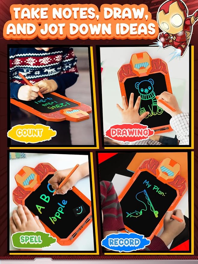 LCD Writing Tablet Doodle Board 10 Inch, Colorful Drawing Pad, Electronic Drawing Tablet, Drawing Pads,Travel Gifts for Kids Ages 3 4 5 6 7 8 Year Old Girls Boys (Mech Warrior)