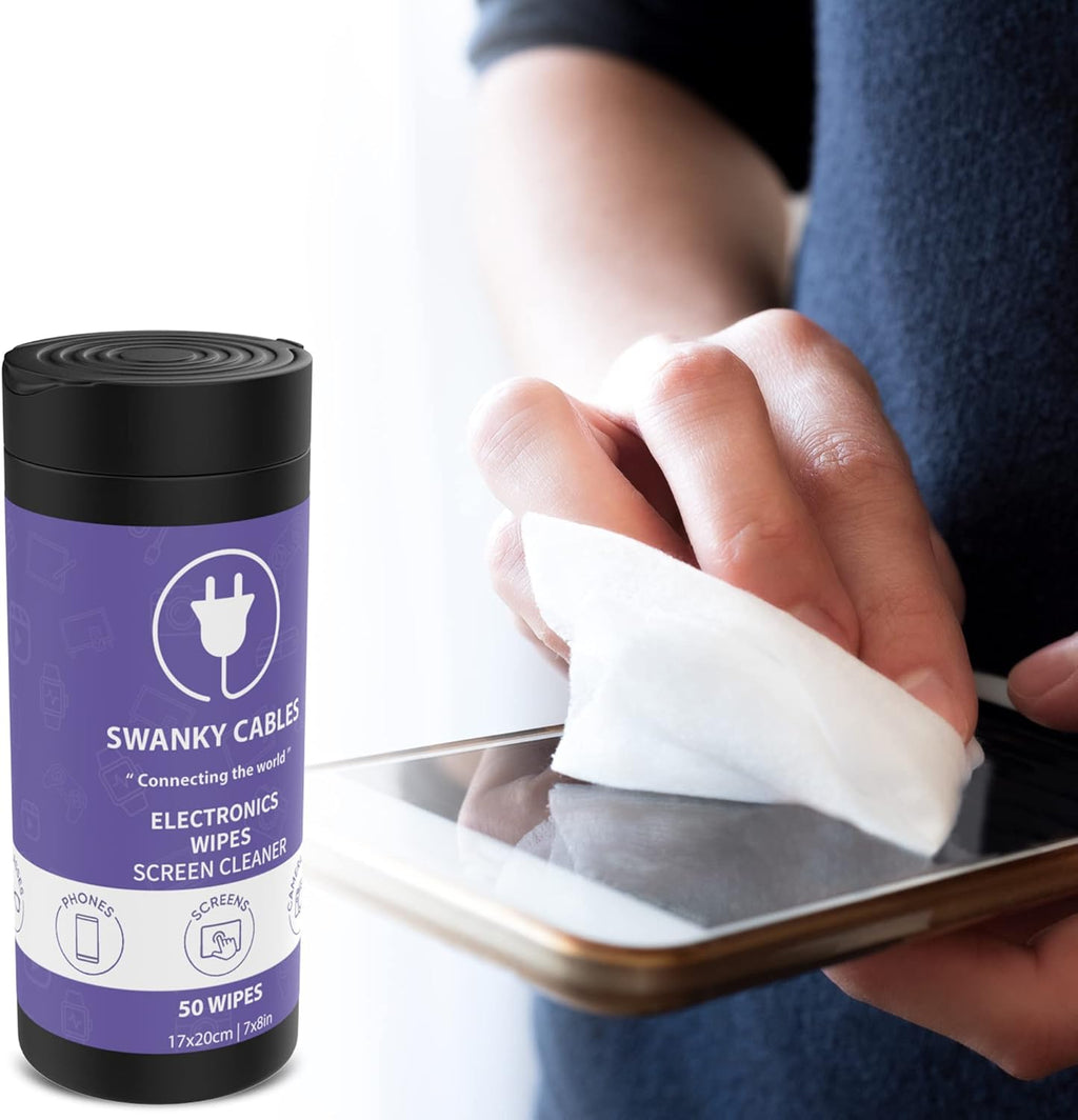 Screen Cleaner Wipes: Electronic Wipes for Screens - Computer Screen Wipes for Lens, Phone, Tv Screen and Monitor Cleaning - Tech Wipes & Microfiber Cloth (Canister, 200 Count)