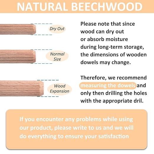 5/16-Inch Wooden Dowel Pins - 200 Pcs 5/16 x 1-1/4 inch Fluted Wood Dowels Rods,Hardwood Crafts Dowel Pegs,Beechwood