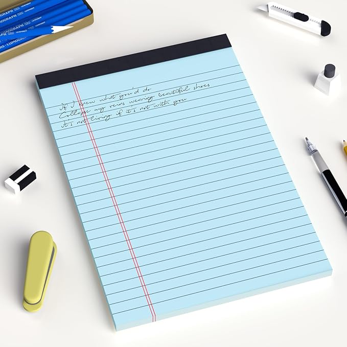6pcs Small Note Pad 5x8 College Ruled Blue Legal Pads Paper Notepads 6 Pack Study Back Writing Pads 5 x 8 Legal Pads Perforated Narrow Ruled Pads of Paper Blue