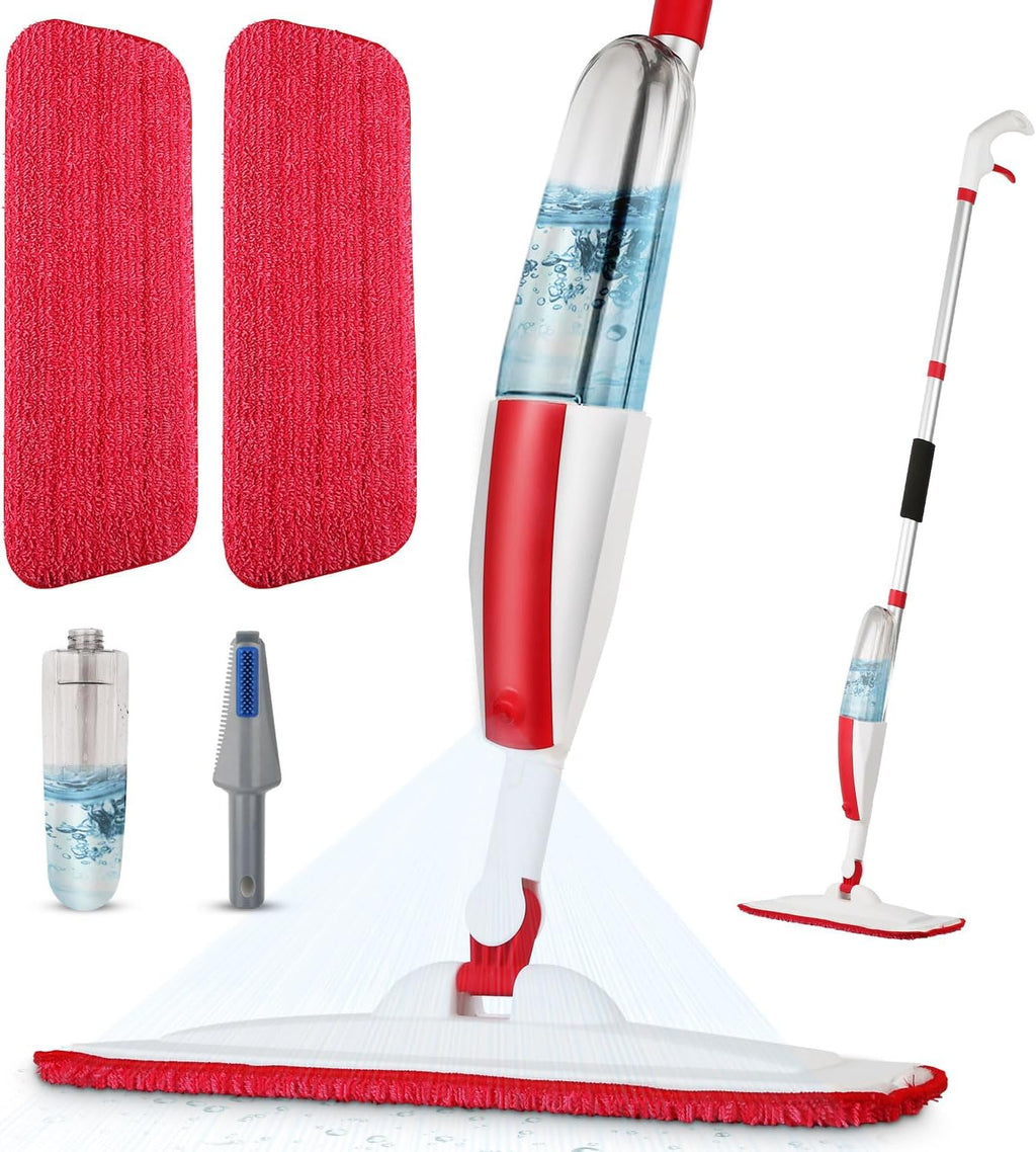 Mops for Floor Cleaning Wet Spray Mop with 14 oz Refillable Bottle and 2 Washable Microfiber Pads Home or Commercial Use Dry Wet Flat Mop for Hardwood Laminate Wood Ceramic