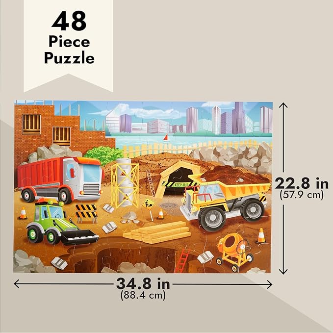 BLUE PANDA Construction Set - 48-Piece, 2 ft x 3 ft Floor Challenge - Preschool Learning & Hand Eye Coordination for Toddlers Ages 3-5