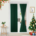 DWCN French Door Curtains – Rod Pocket Thermal Blackout Curtain for Doors with Glass Window, Kitchen and Patio Doors for Privacy, 36 X 72 Inches Long, 1 Curtain Panel with Tieback,Hunter Green