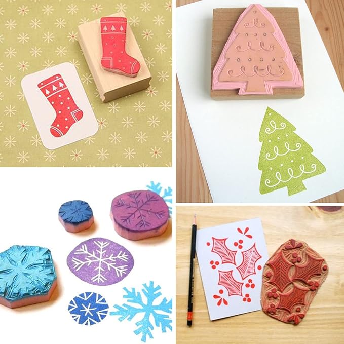 SGHUO 12pcs 4"x6" Pink Rubber Carving Blocks Linoleum Block Stamp Making Kit