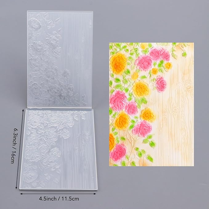 BAOFALI 3D Embossing Folder for Card Making,Beautiful Flower Plastic Texture Fades Embossing Folder Template for Scrapbooking Cardstock Album DIY Decoration Paper Crafting 6.3x4.5inch