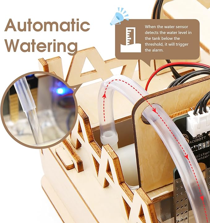 STEM Kit for Kids Age 12+,ACEBOTT ESP32 Smart Farm STEM Kits Compatible with Arduino & Scratch,Automatic Watering & Pet Feeder,DIY Coding Project Gift for Teens & Adults(NO Anti-Reverse)