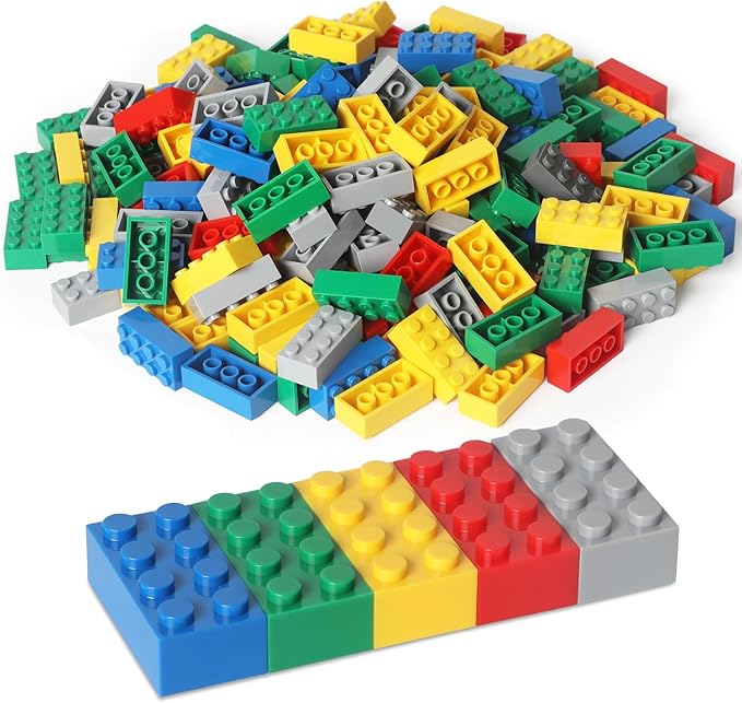 Building Bricks 121 Pieces 2x4 Multi-Color Building Block, Compatible with Classic Building Block, Creative Building Block Toys for Kids(Grey,Green,Red,Yellow,Blue)