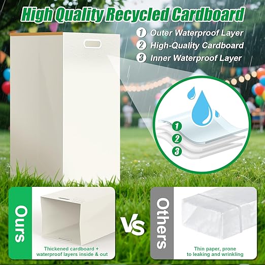 30 Gallon Disposable Trash Cans with Built-in Handles, 4 Pack Extra Large Portable Trash Can, Waterproof Layer Reusable Garbage Can, Recycling Bins, Extra-Thick Recycled Cardboard, Perfect for Parties