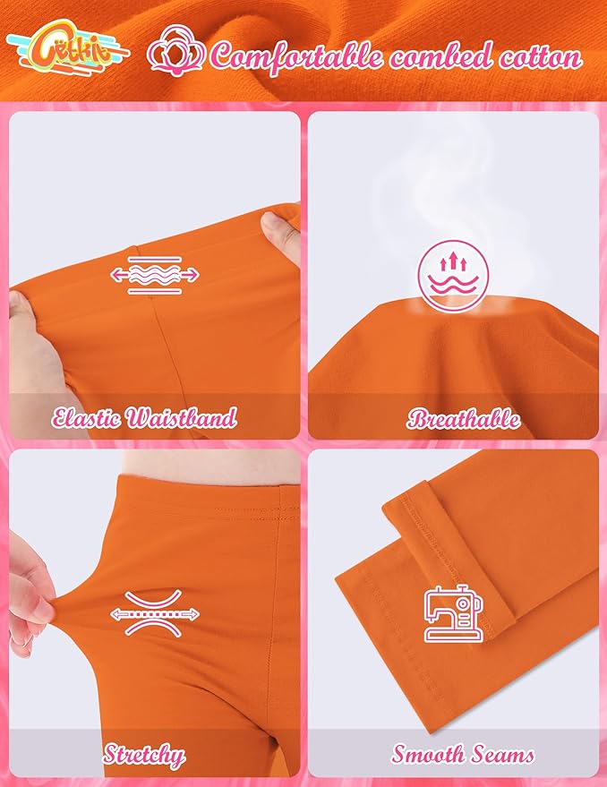 Girls Leggings Cotton Leggings for Toddler Footless Girls Pants Stretchy Baby Girl's Pants Infant Basic Leggings Size 6M -14Y