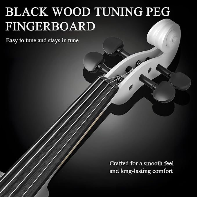 Beginner Violin 4/4, Full Size Violin for Adults, Teens, Student, Acoustic Fiddle Kit with Hard Case, Bow, Rosin, Bridge, Learners Age 12+ (White)