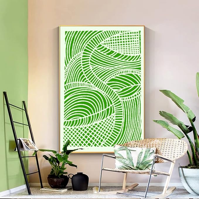 TIAMECH 6 Pcs A4 Reusable Geometric Stencils for Painting - Hollow Leaves & Abstract Curve Lines Texture Layering Templates, DIY Wall Art, Furniture, Scrapbook & Crafts