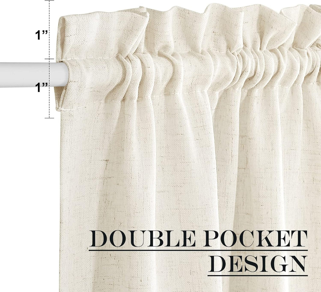 NICETOWN Natural Door Curtain for French Door, Thick Linen Blended Light Filtering Solid Rod Pocket Window Cover for Glass Patio, 26" Width x 72" Length, 1 PC
