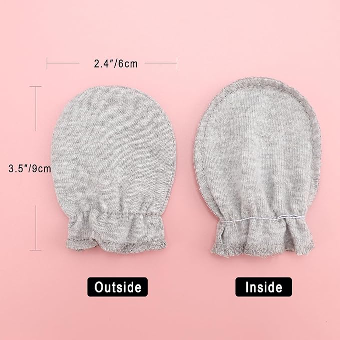 BQUBO Newborn Infant Toddler Mittens No Scratch Cotton Elastic Wrist Gloves Hypoallergenic for 0-6 Months Baby Boys Girls