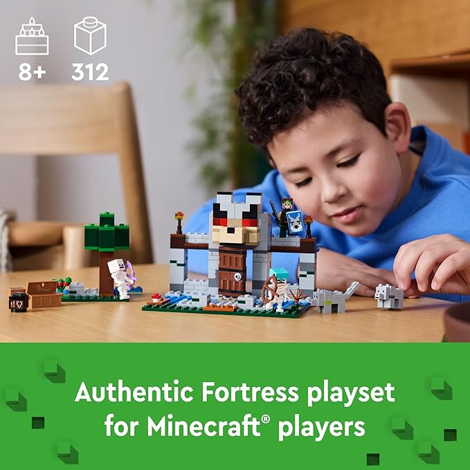 LEGO Minecraft The Wolf Stronghold Fortress Playset, Video Game Toy for Boys and Girls, Action Packed Castle Building Set with Minecraft Minifigures, Minecraft Toy Gift for Kids Ages 8 and Up, 21261