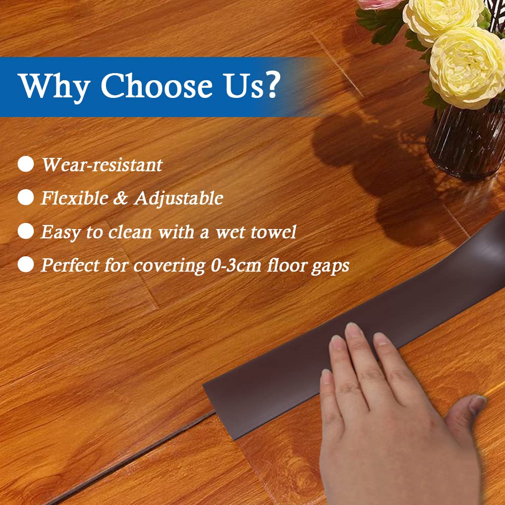 Floor Transition Strip Self Adhesive Floor Cover Strips Laminate 2" Wide Vinyl Flat Divider Transitions (5cm, 20Ft, Brown)