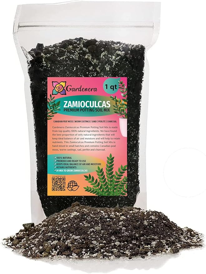 Gardenera Premium Zamioculcas Plant Potting Mix - Crafted for Resilient Growth and Striking Elegance - 1 Quart