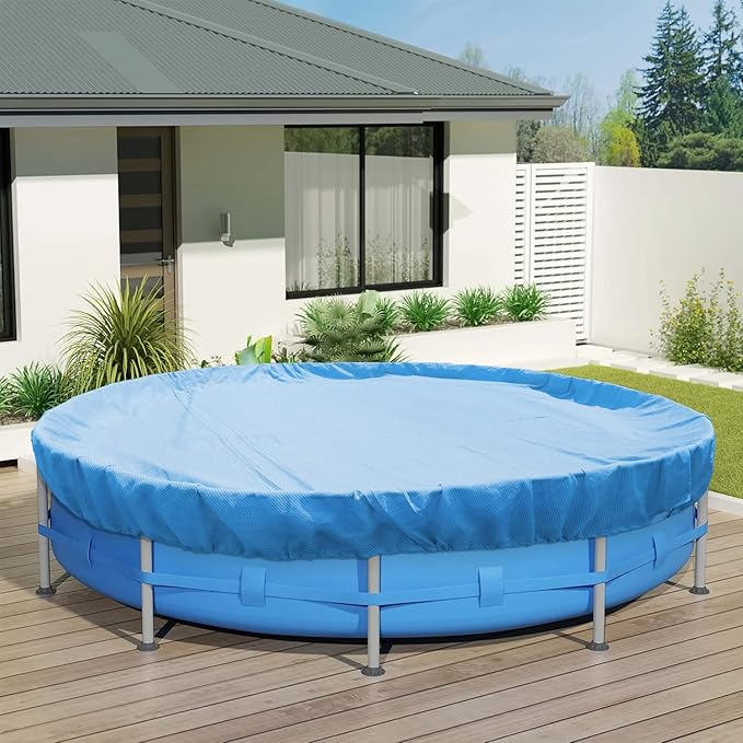 ECOOPTS 11 ft Round Pool Cover for Above Ground Pools, Swimming Pool Cover Protector Winter Safety Cover (Blue)