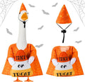 Sanwuta 1 Set Halloween Porch Goose Outfit Candy Corn Pillow Design with Hat for 23" Lawn Cement Goose Porch Geese Clothes Costume for Halloween Garden Patio Yard Outdoor Decorations
