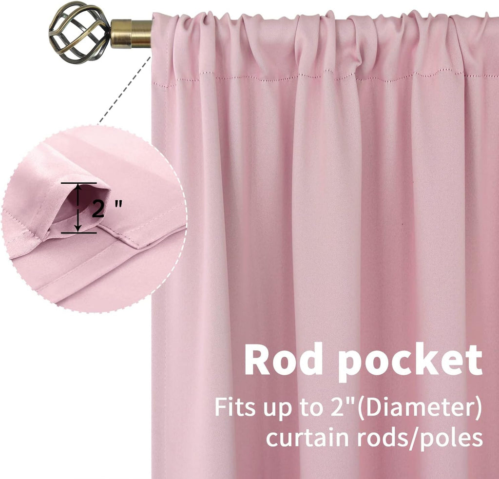 BGment Baby Pink Blackout Curtains 36 Inch Length for Short Window - Small Drapes Thermal Insulated with Rod Pocket Privacy for Cafe Kitchen Bathroom Girl Bedroom, 34 x 36 Inch, 2 Pnels