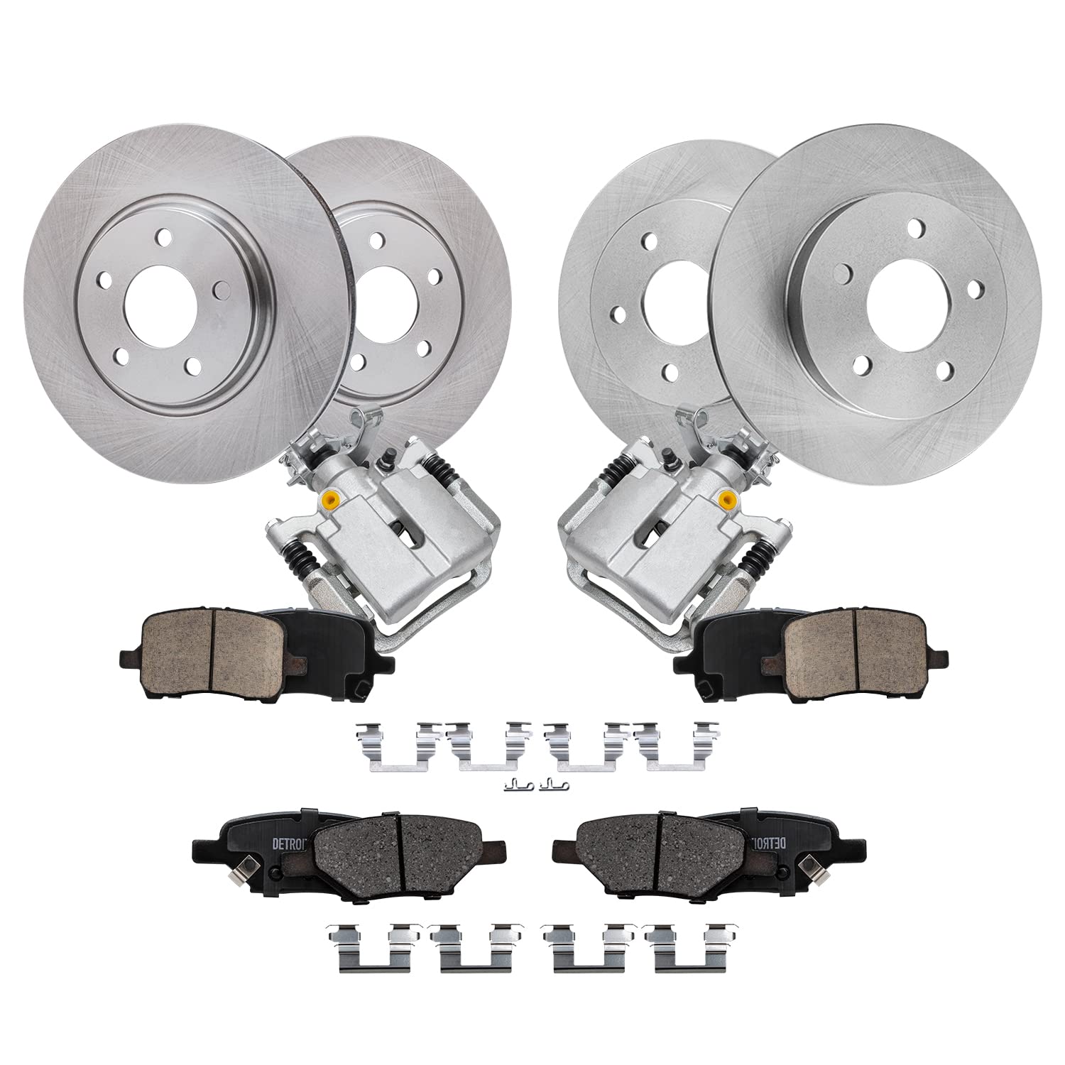 Detroit Axle - Brake Kit for 04-12 Chevrole Malibu, 06-10 Pontiac G6, 07-09 Saturn Aura, Disc Brake Rotors Ceramic Brakes Pads R