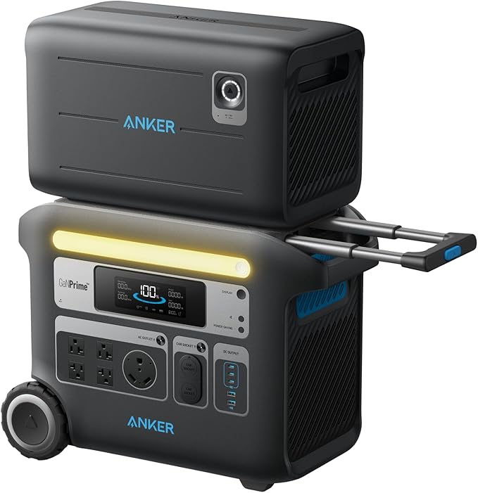 Anker SOLIX F2000 Portable Power Station, PowerHouse 767 and 760 Expansion Battery, 4096Wh LiFePO4 Battery with 4 AC Outlets Up to 2400W, GaNPrime Solar Generator for Home, Outdoor Camping, RV