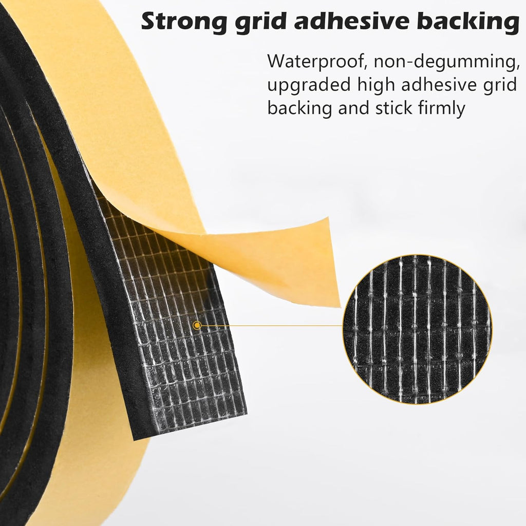 ToLanbbt Black Door Window Weather Stripping Self Adhesive Foam Tape High Density Foam Sealing Strip Window Insulation Weatherproof Gasket Tape 1" Wide X 3/4" Thick, 6.5 Ft X 2 Rolls, Total 13 Feet