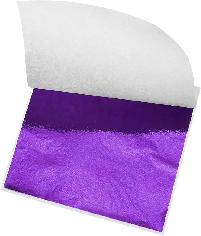 MECCANIXITY Gold Leaf Foil Sheet, Purple Leaf Papers, 3.3 x 3.1inch for Art Decoration, Sculptures, Painting, Pack of 100