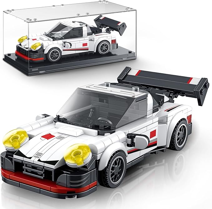VGD Car Building Sets With Display Case, Classic Model Kits Speed Building Blocks Set, Cool Collectible Super Race Kit Birthday Gifts for Adults Sportscar Lovers Kids - 326PCS