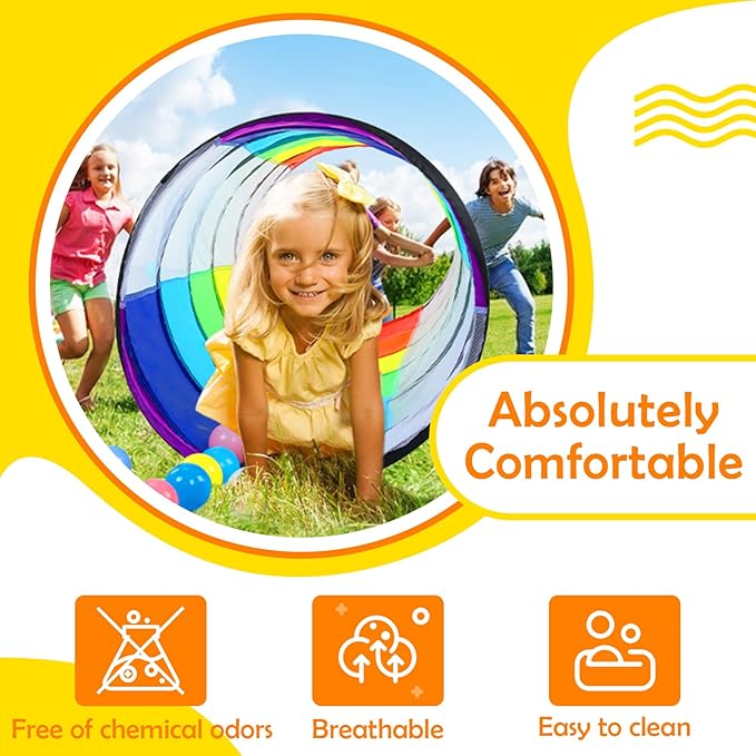 Moncoland Kids Play Tunnel Tent for Toddlers, Colorful Pop Up Crawl Toy Baby Children or Dog Cat with Breathable Mesh, Collapsible Gift Boy Girl Indoor Outdoor Games