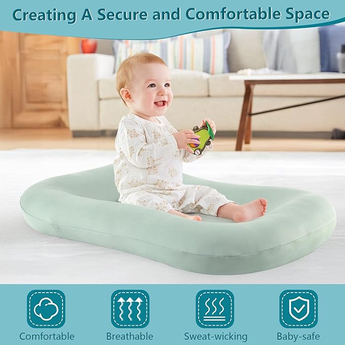Baby Lounger, Baby Lounger for Newborn 0-12 Months, Portable Infant Lounger Soft Cotton Breathable for Home & Travel (Grey)