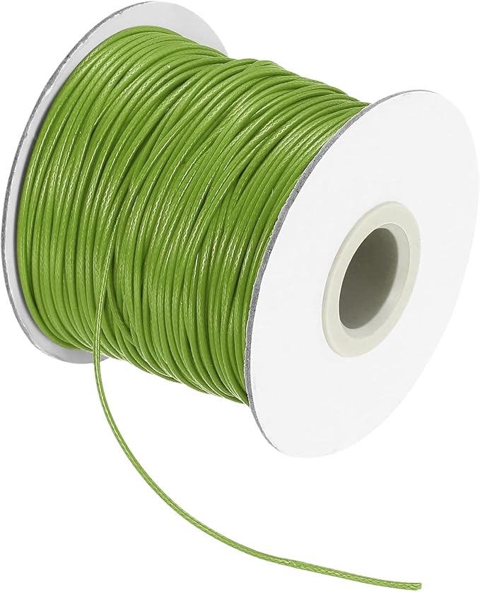 MECCANIXITY Waxed Cord 1mm Waxed Thread 87 Yard Wax String Leather Cord for Bracelet Making, Necklaces, Beading, Jewelry Making and DIY Crafts(Grass Green)