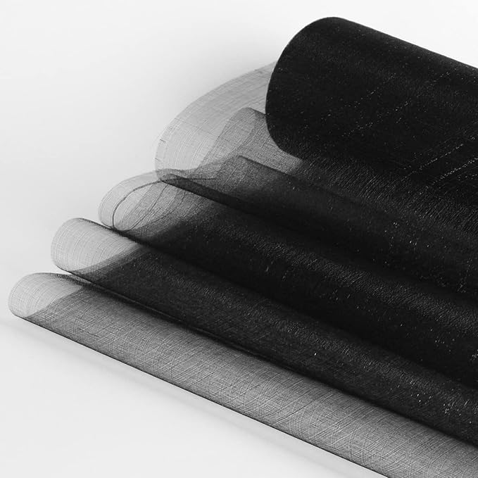 Crystal Organza Fabric Tulle - 16" by 50 Yards Sheer Fabric for Wedding Party Decoration Bridal Shower Tutu Roll Netting Spool Ribbon Wrapping (Black)