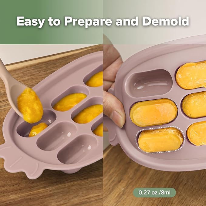 Haakaa Baby Popsicle Mold - Baby Food Maker & Breastmilk Teething Freezer Tray - BPA Free Silicone-Pink
