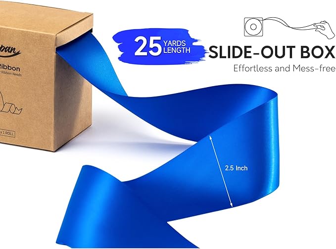 Royal Blue Satin Ribbon 2.5 Inch Double-Faced Ribbons 25 Yards for Gift Wrapping Flower Bouquet Wedding Paper Bows Invitations Crafts