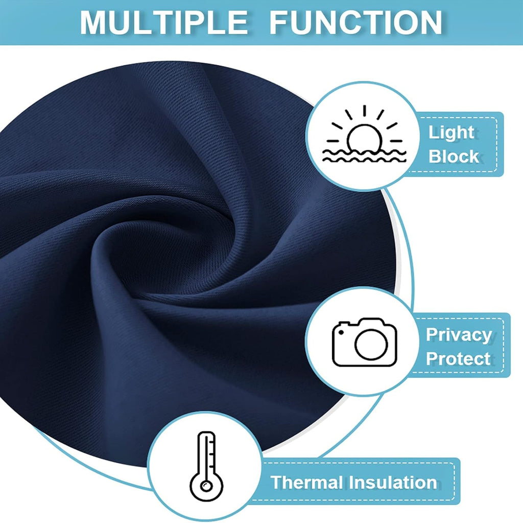 RYB HOME Blackout Curtains for Kitchen, Over Sink Privacy Curtains Window Decor, Thermal Insulating Drapes for Bathroom Cafe Bedroom Small Window, W 42 x L 24 inch, Navy Blue, 2 Panels