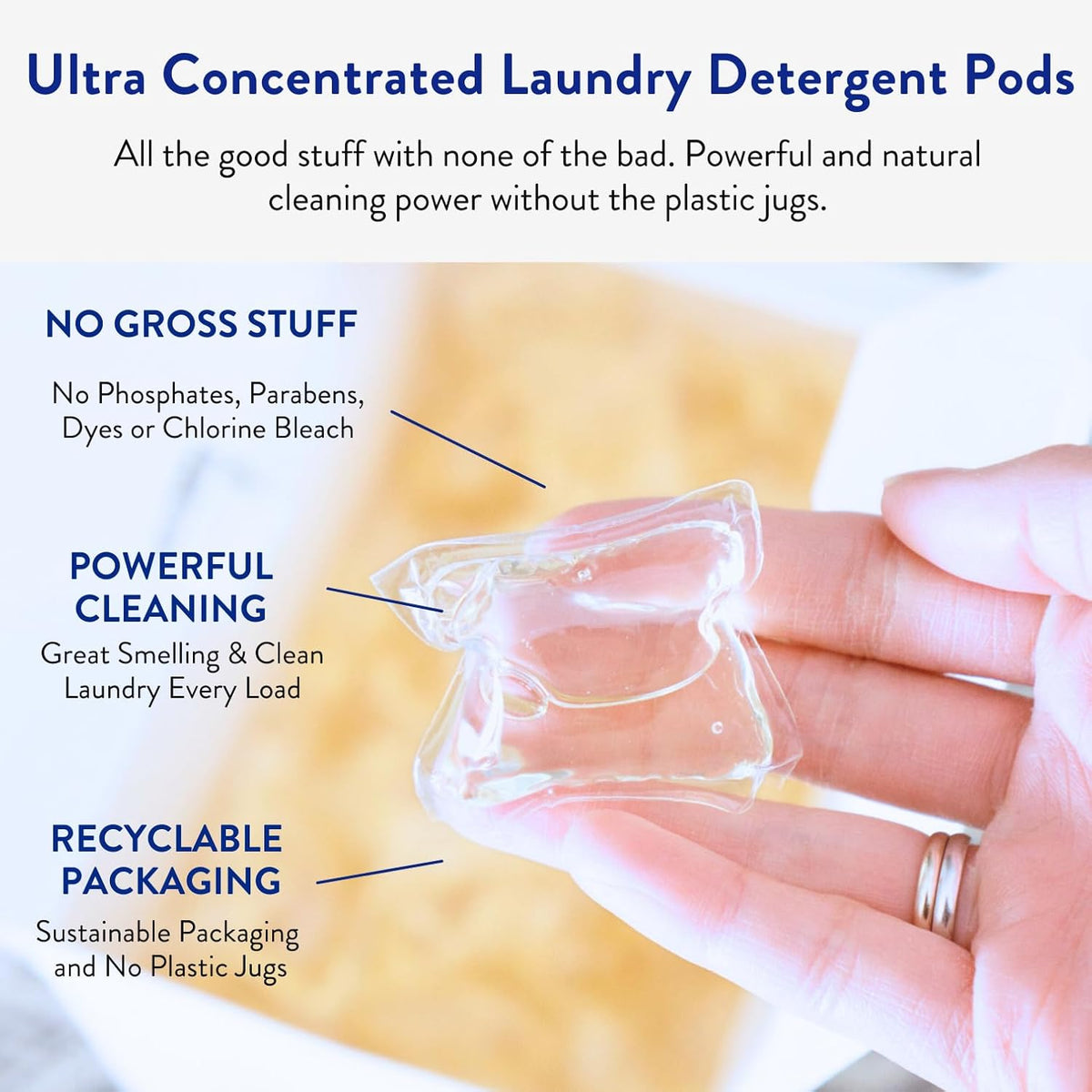 The Clean People Laundry Detergent Pods - Hypoallergenic Laundry Pods - Ultra Concentrated, Recyclable Packaging, Stain Fighting - Spring Scent, 96 Pack
