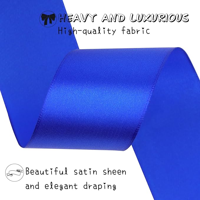 Blue Solid Satin Ribbon 1-1/2 Inch 25 Yards Solid Polyester Fabric Ribbon for Gift Wrapping Wedding Christmas Baby Shower Birthday Party Decoration Handmade Immortal Flower Craft