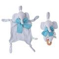 Organic Cotton Stuffed Animal Rattle Baby Toys, Organic Elephant Cuddle Cloth & Organic Musical Elephant Plush Toy Set for Newborns Infant Boys Girls, 2 PCS