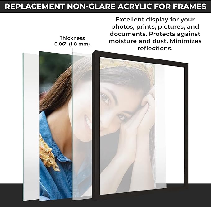 Non-Glare Acrylic Replacement for 15x23 Picture Frame, Replacement Plexiglass for 15x23 Photo Frame, UV-Resistant Non-Glare Acrylic Cover Sheet