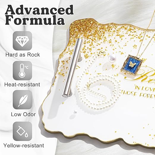 LET'S RESIN EPOXY RESIN White Epoxy Resin,44OZ Bubble Free & High-Gloss Epoxy Kit,Self Leveling Resin and Hardener for Art Crafts,Jewelry Making,Wall Clock